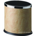 Hotel Metal Waste Bin with Ivory Leather Covered
